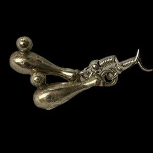 Rare stainless steel streetwear styled bowling ball pin kingpin unisex earrings